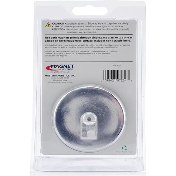 Magnetics Magnetic Window Décor Hooks - 2.63" Diameter, 0.750" Thick, Chrome - Picture 5 of 8